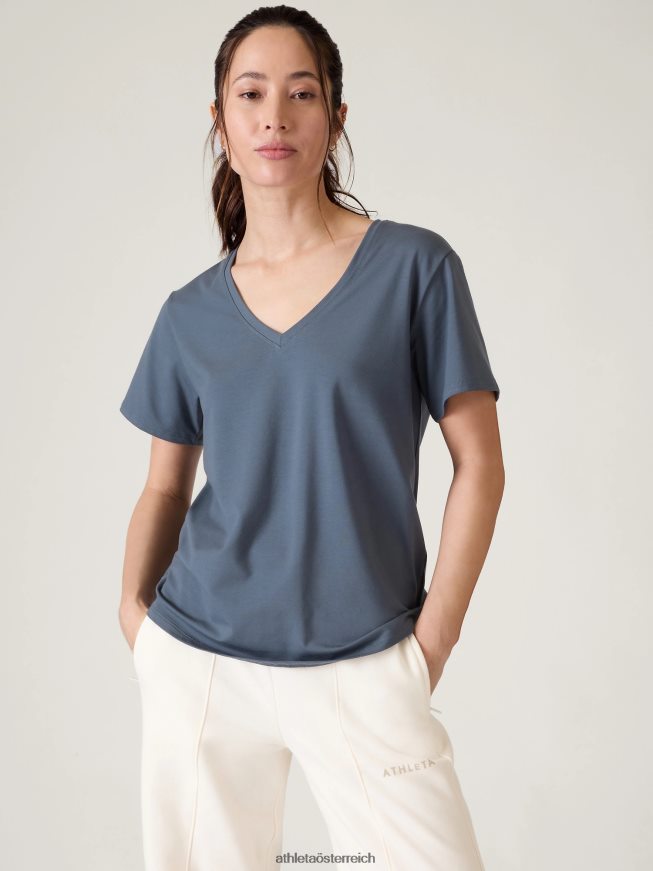 unverzichtbares T-Shirt mit V-Ausschnitt Frauen Athleta Granitblau 82BH24534 Kleidung