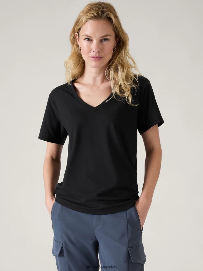 unverzichtbares T-Shirt mit V-Ausschnitt Frauen Athleta Schwarz 82BH24535 Kleidung